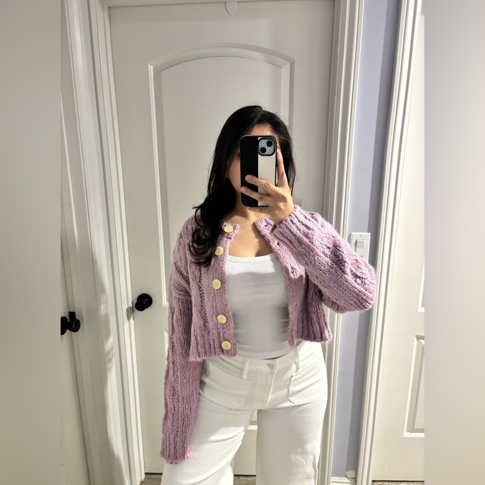 Urban Outfitters Pink/Purple Fuzzy Sweater, Size: L